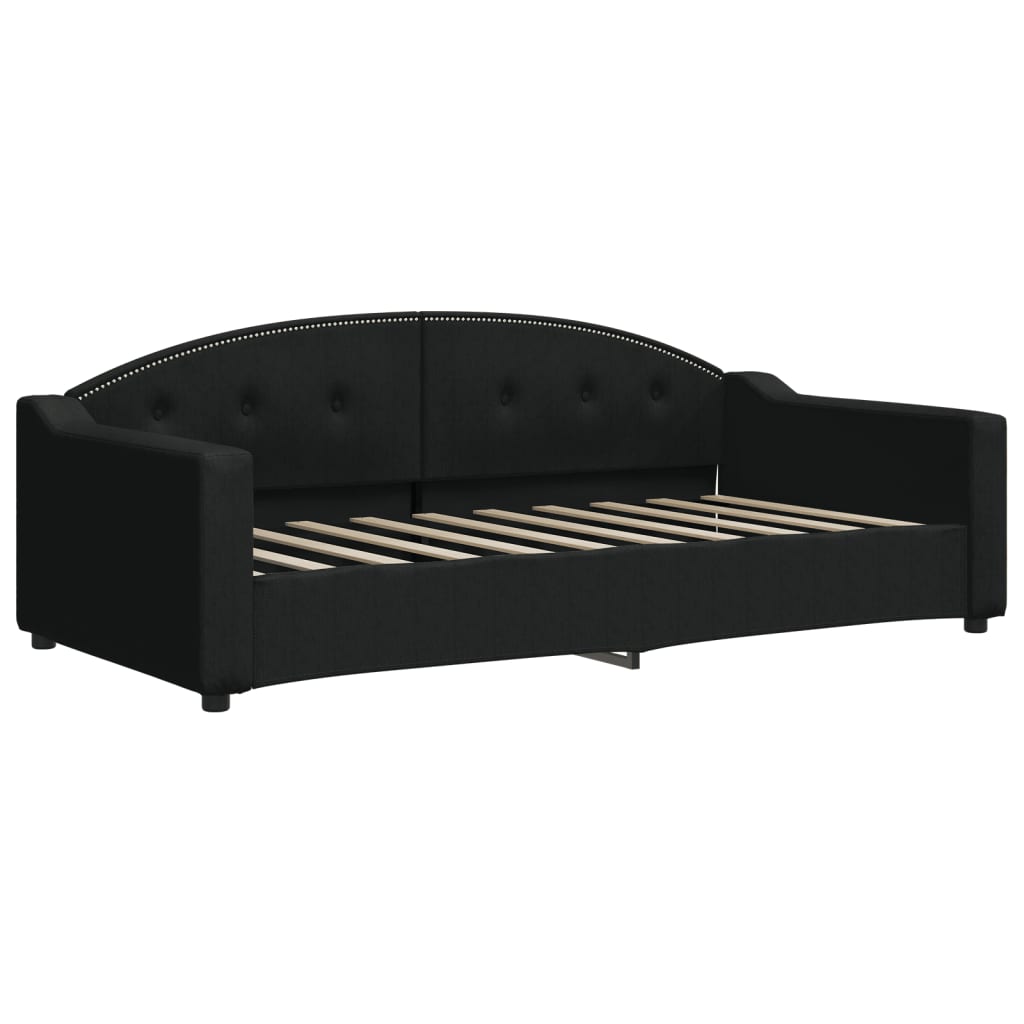 Lit de jour avec gigogne et tiroirs noir 90x190 cm tissu