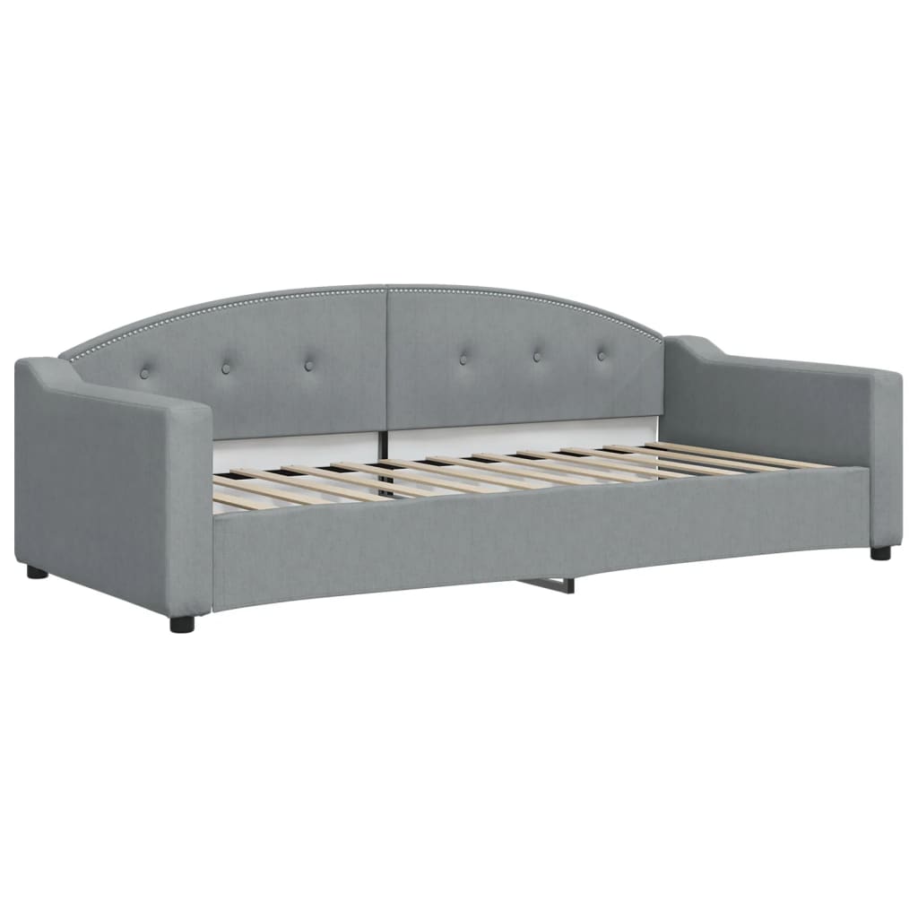 Lit de jour avec gigogne et tiroirs gris clair 90x200 cm tissu - XIOS