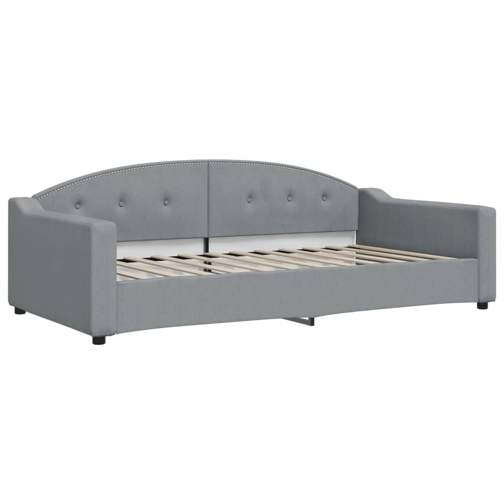 Lit de jour avec gigogne et tiroirs gris clair 100x200 cm tissu - XIOS