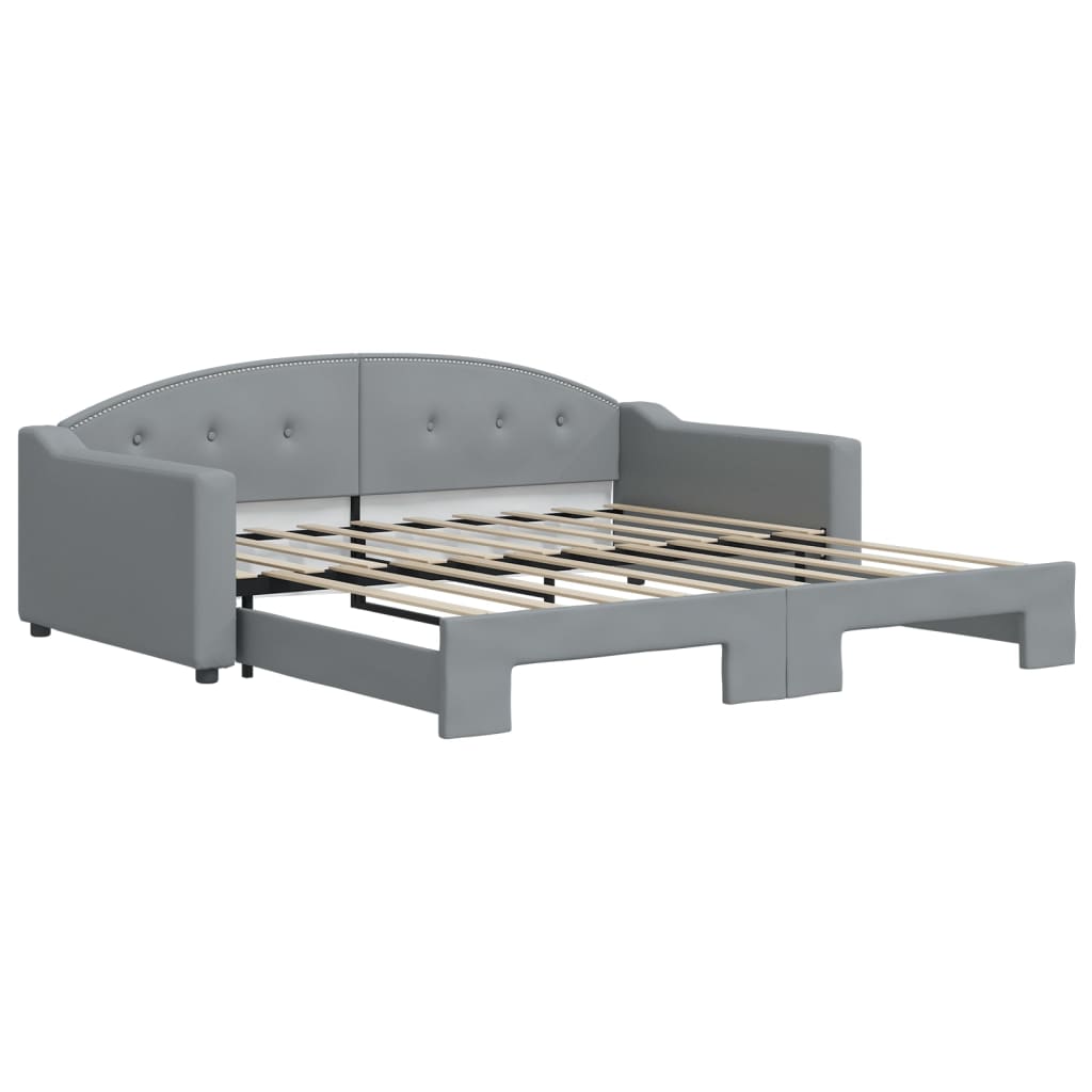Lit de jour avec lit gigogne gris clair 100x190 cm tissu