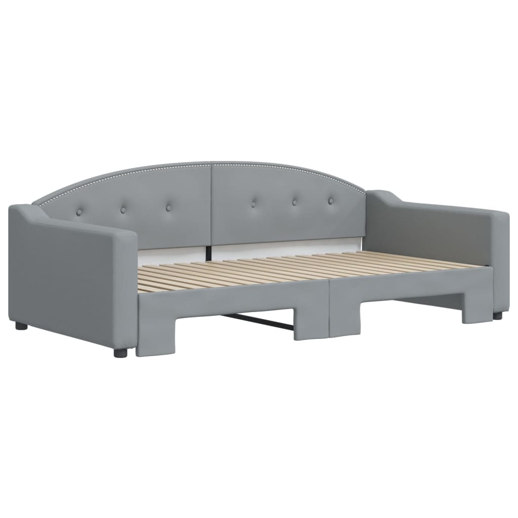 Lit de jour avec lit gigogne gris clair 100x190 cm tissu