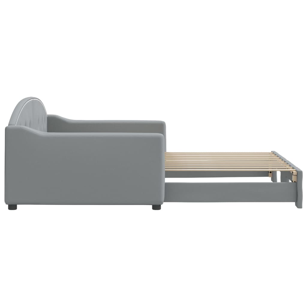 Lit de jour avec lit gigogne gris clair 100x190 cm tissu