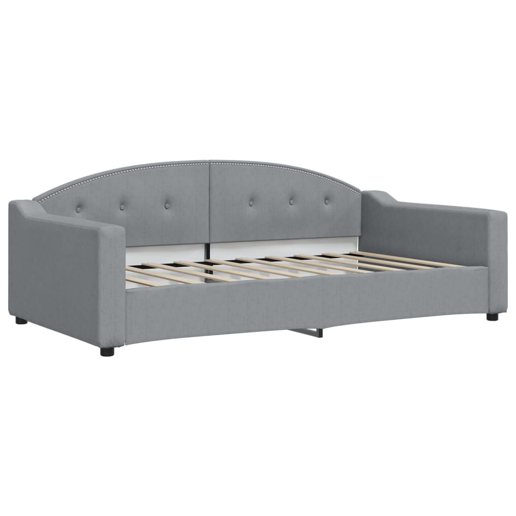 Lit de jour avec lit gigogne gris clair 100x190 cm tissu