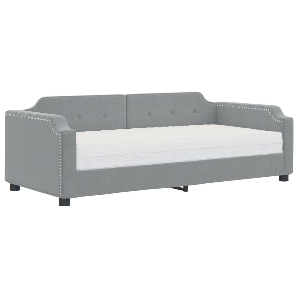 Lit de jour avec matelas gris clair 80x200 cm tissu - XIOS