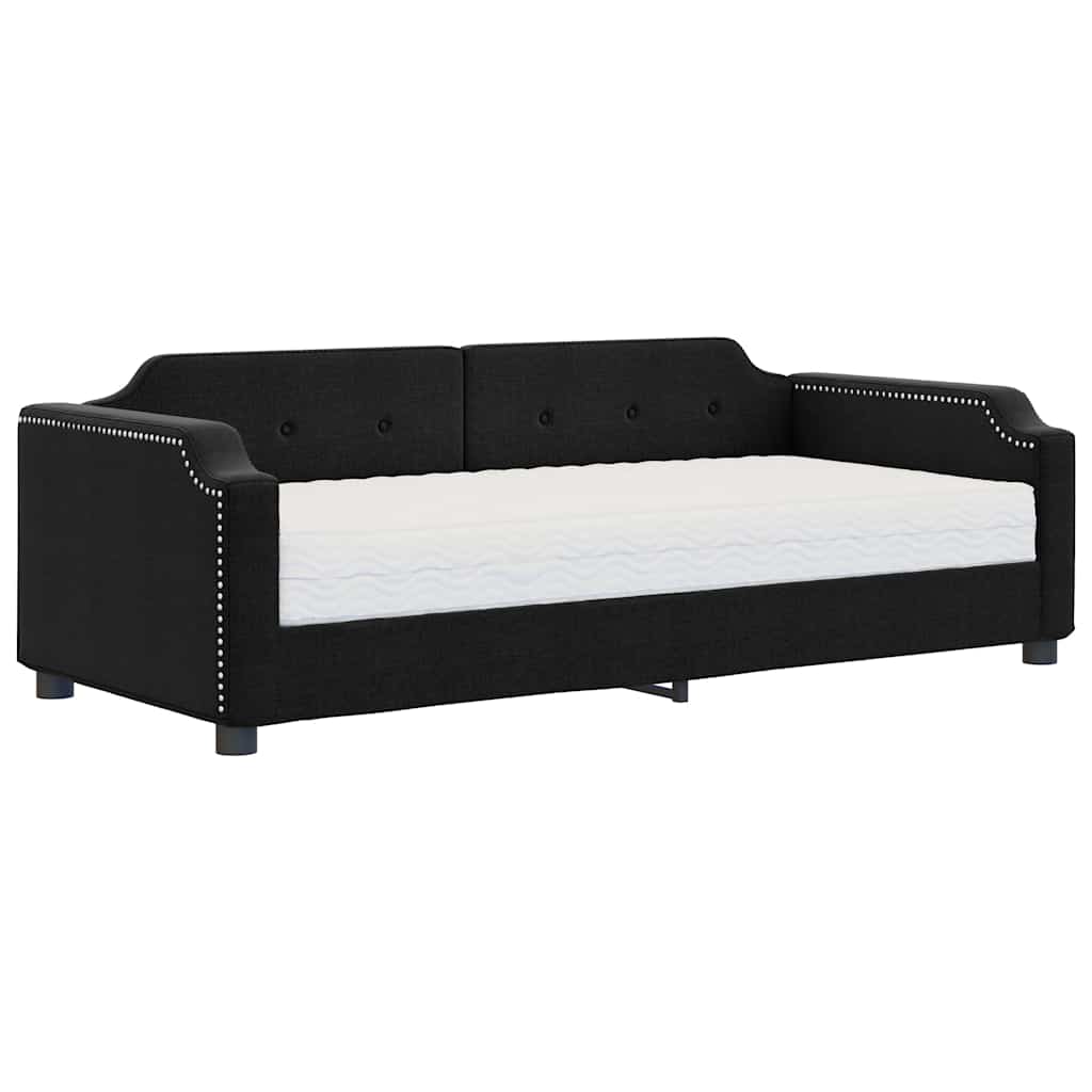 Lit de jour avec matelas noir 80x200 cm tissu - XIOS