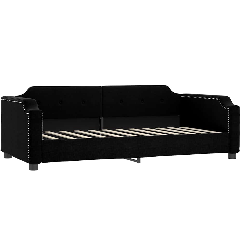 Lit de jour avec matelas noir 80x200 cm tissu - XIOS