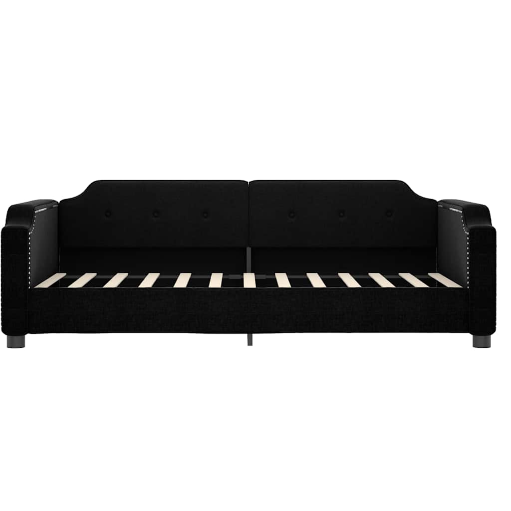 Lit de jour avec matelas noir 80x200 cm tissu - XIOS