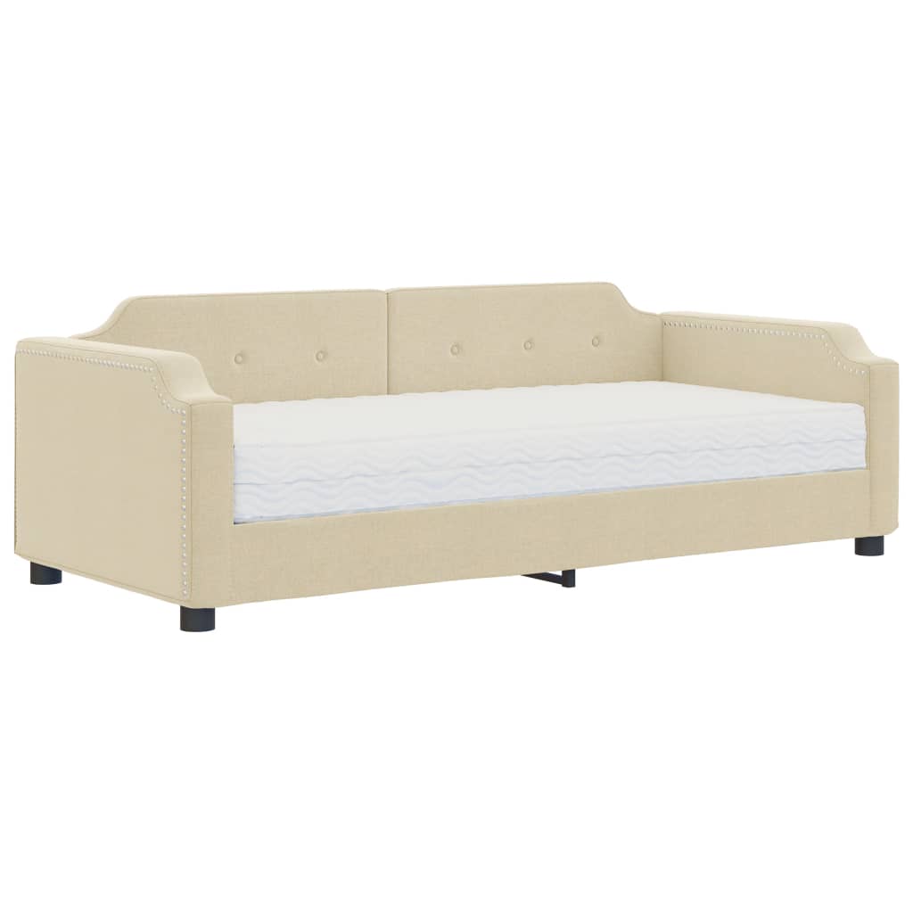 Lit de jour avec matelas crème 80x200 cm tissu - XIOS
