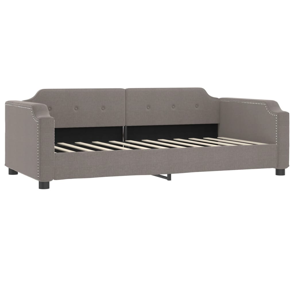 Lit de jour avec matelas taupe 90x200 cm tissu - XIOS