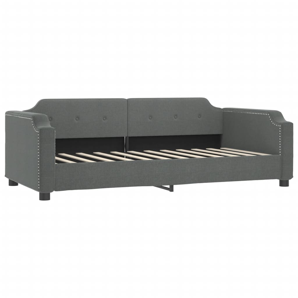 Lit de jour avec matelas gris foncé 100x200 cm tissu - XIOS
