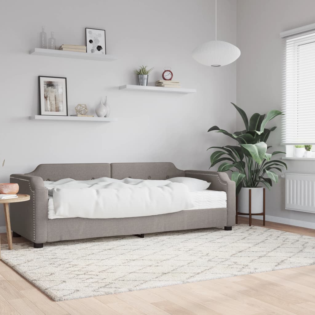 Lit de jour avec matelas taupe 100x200 cm tissu - XIOS