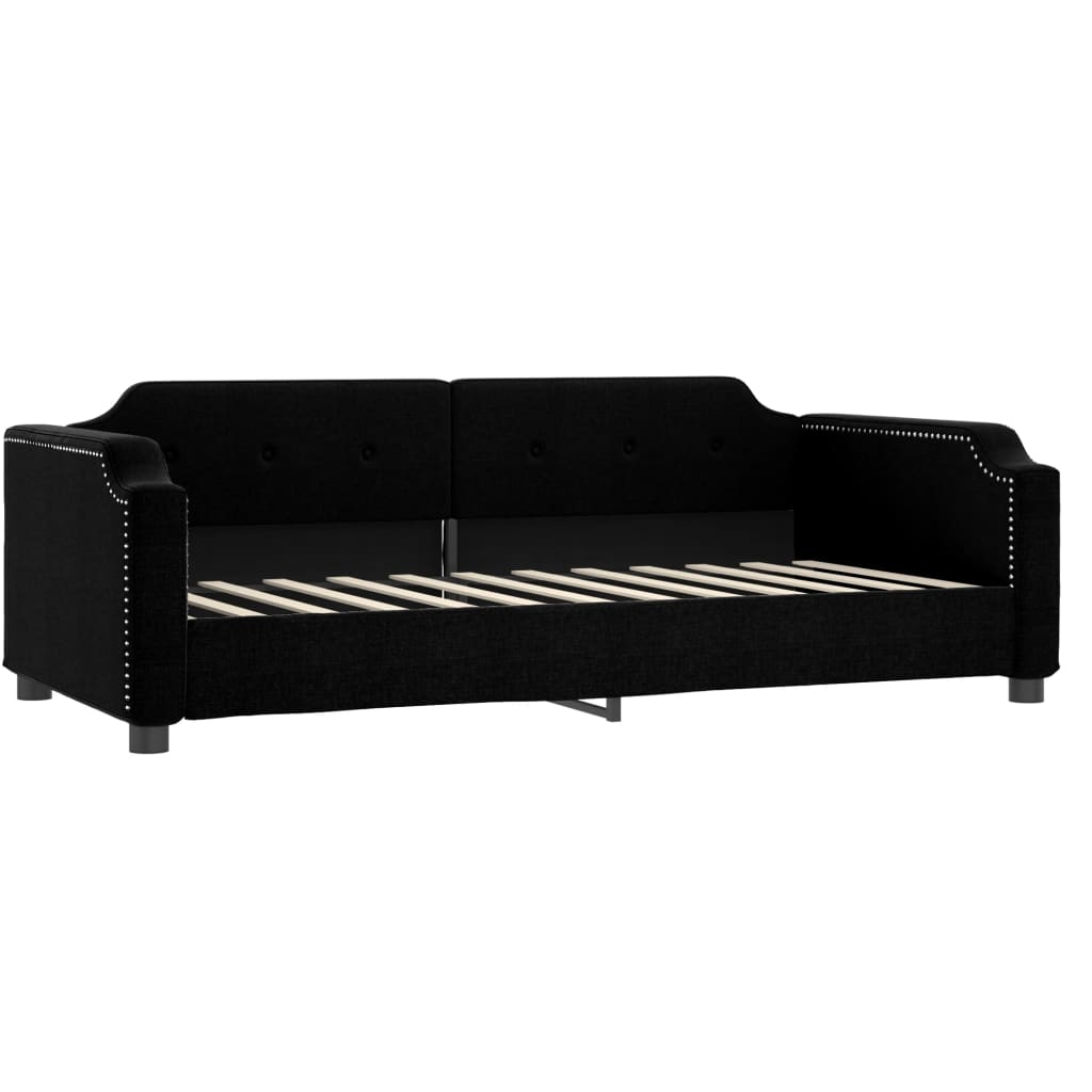 Lit de jour avec matelas noir 90x190 cm tissu - XIOS