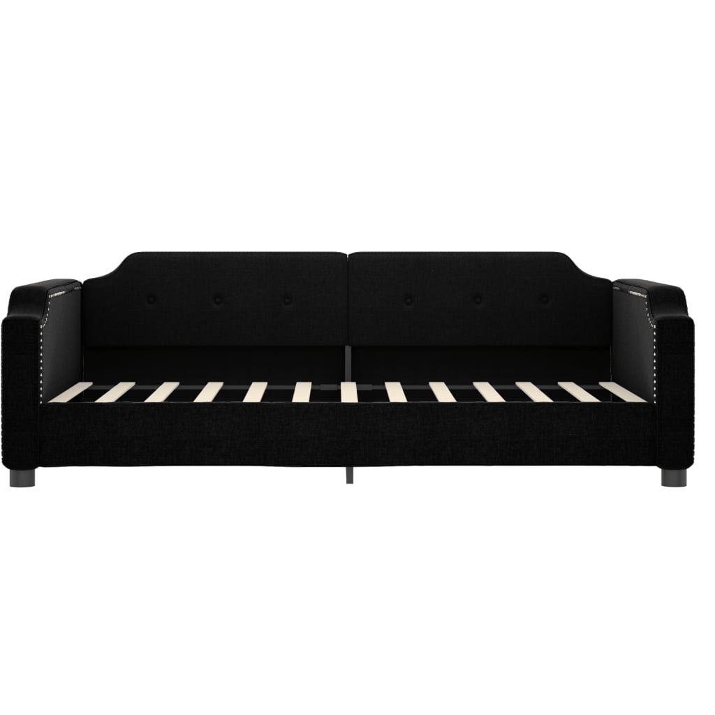 Lit de jour avec matelas noir 90x190 cm tissu - XIOS