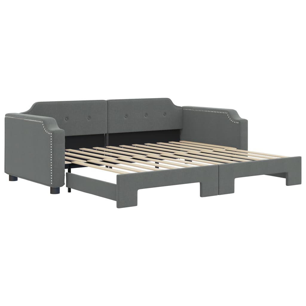 Lit de jour avec gigogne sans matelas gris foncé 90x200 cm - XIOS