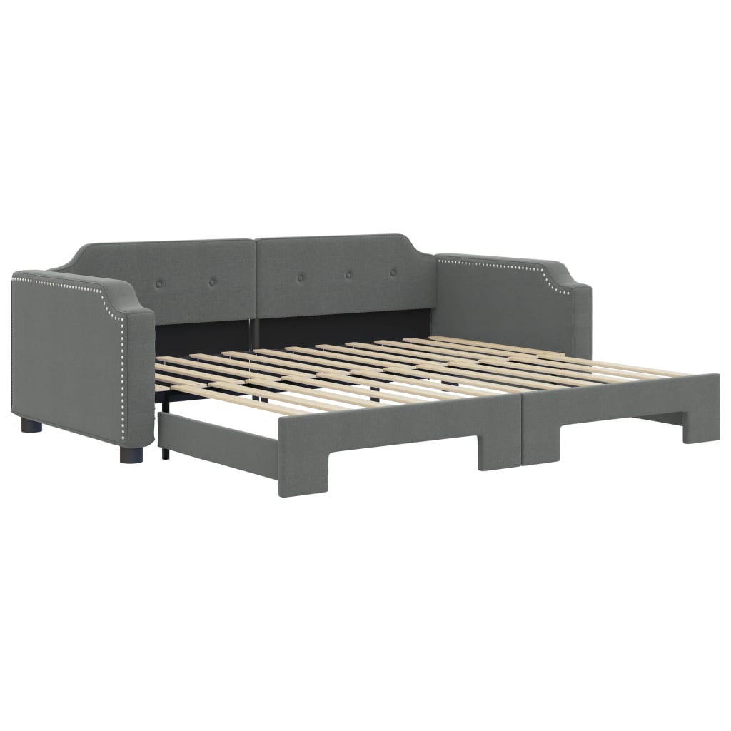 Lit de jour avec gigogne sans matelas gris foncé 100x200 cm - XIOS