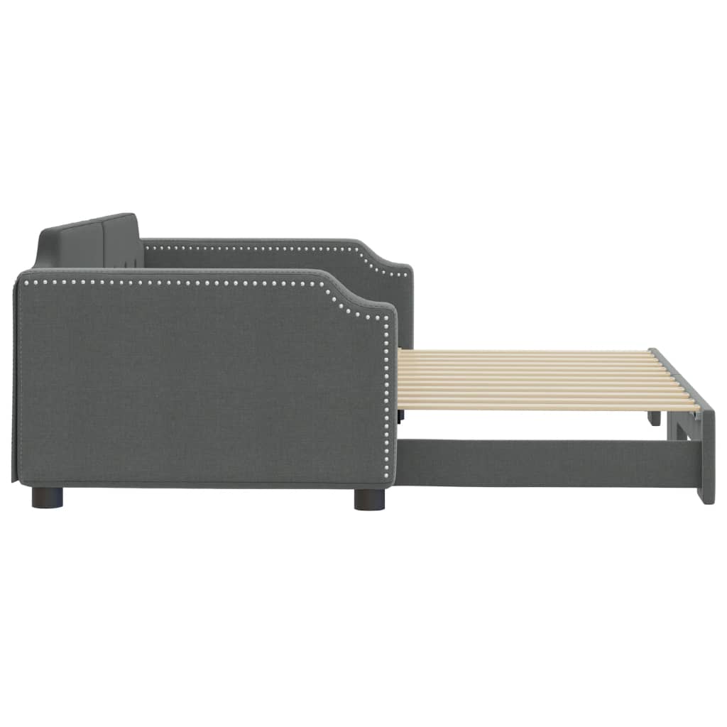Lit de jour avec gigogne sans matelas gris foncé 100x200 cm - XIOS