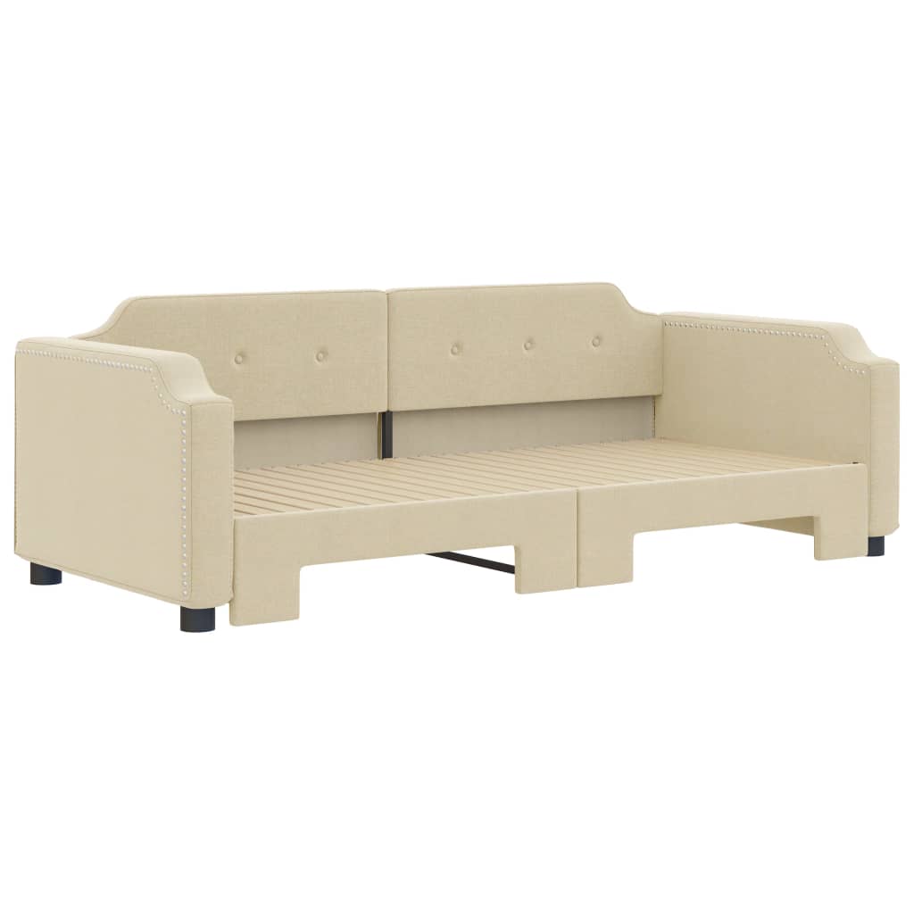 Lit de jour avec lit gigogne crème 100x200 cm tissu - XIOS