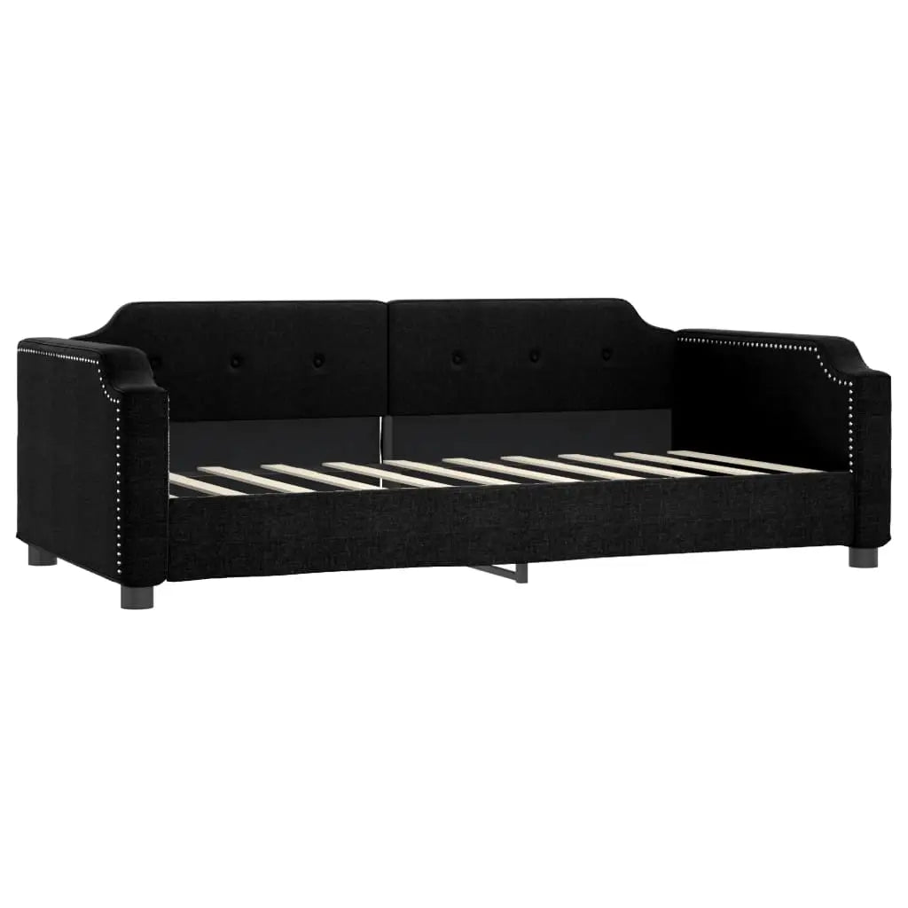 Lit de jour avec lit gigogne noir 90x190 cm tissu - XIOS