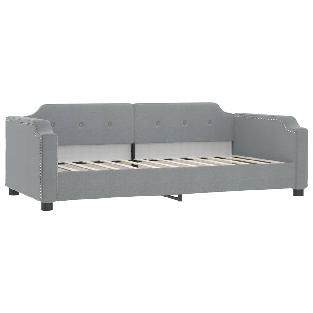 Lit de jour avec gigogne et matelas gris clair 90x200 cm tissu - XIOS