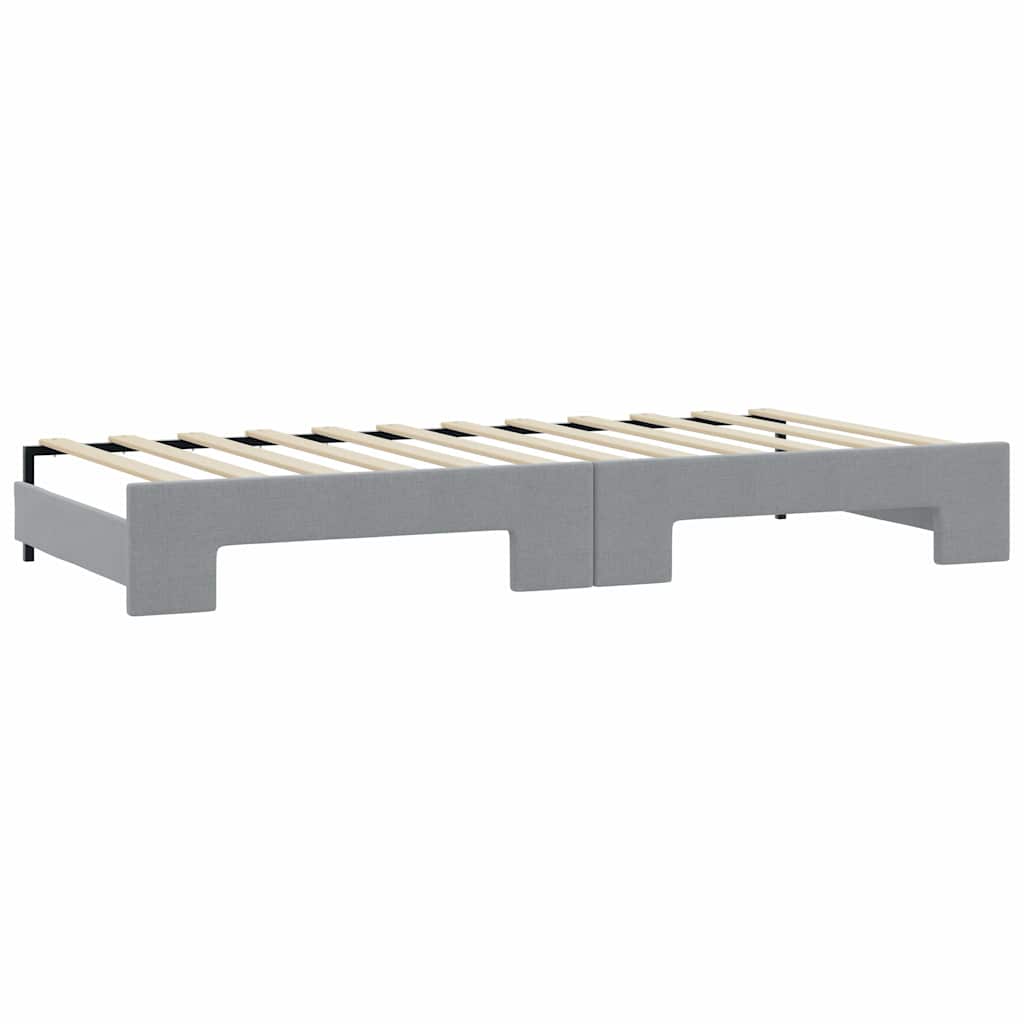 Lit de jour avec gigogne et matelas gris clair 90x200 cm tissu - XIOS