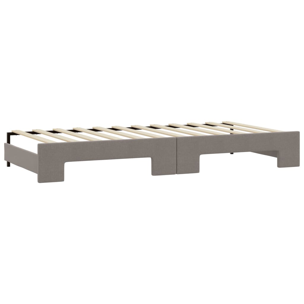 Lit de jour avec gigogne et matelas taupe 90x200 cm tissu - XIOS