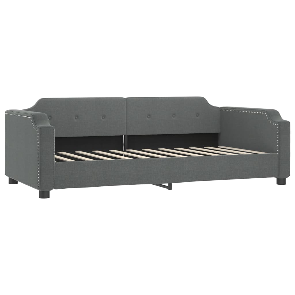 Lit de jour avec gigogne et matelas gris foncé 100x200 cm tissu - XIOS