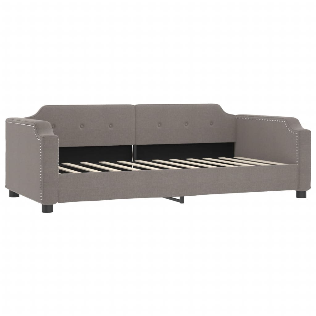 Lit de jour avec gigogne et matelas taupe 100x200 cm tissu - XIOS
