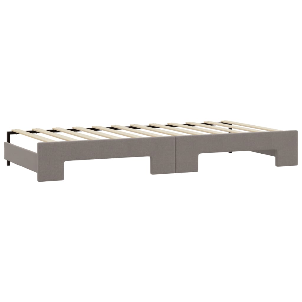 Lit de jour avec gigogne et matelas taupe 100x200 cm tissu - XIOS