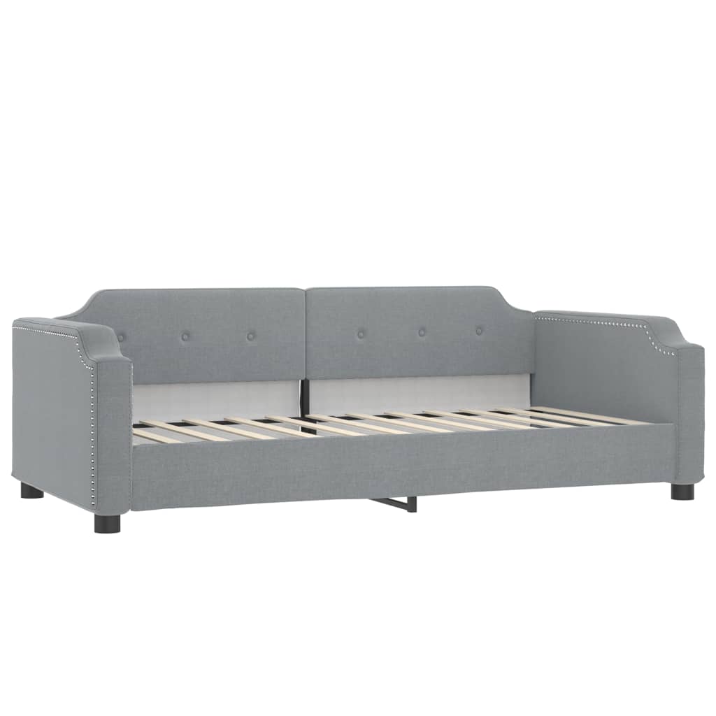 Lit de jour avec gigogne et matelas gris clair 90x190 cm tissu - XIOS