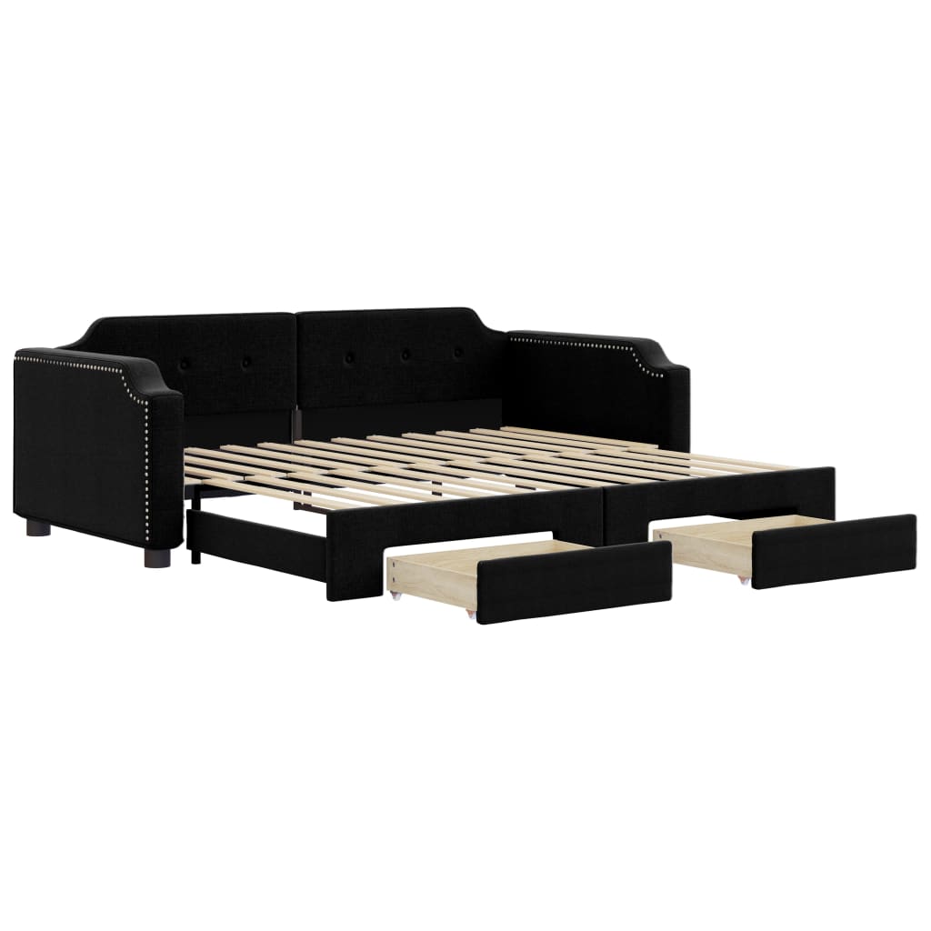 Lit de jour avec gigogne et tiroirs sans matelas noir 80x200 cm - XIOS