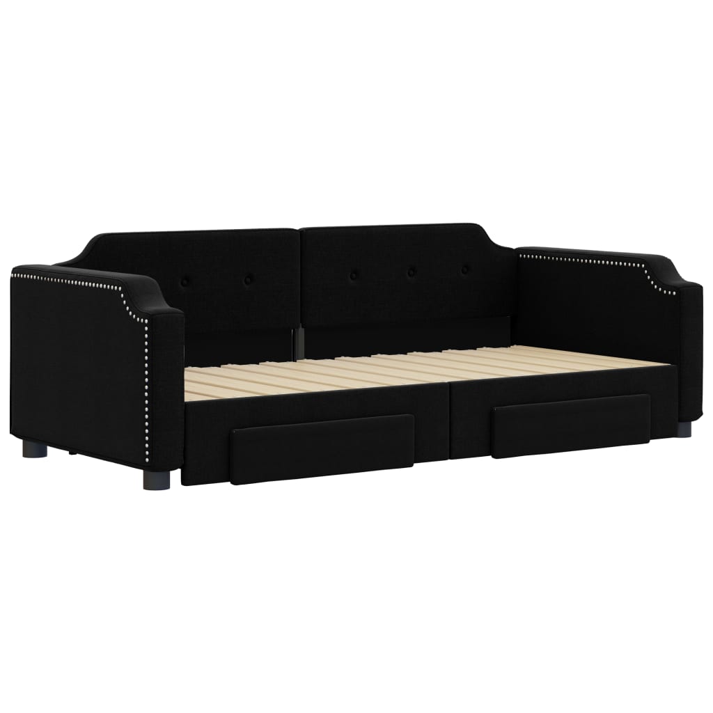 Lit de jour avec gigogne et tiroirs sans matelas noir 80x200 cm - XIOS