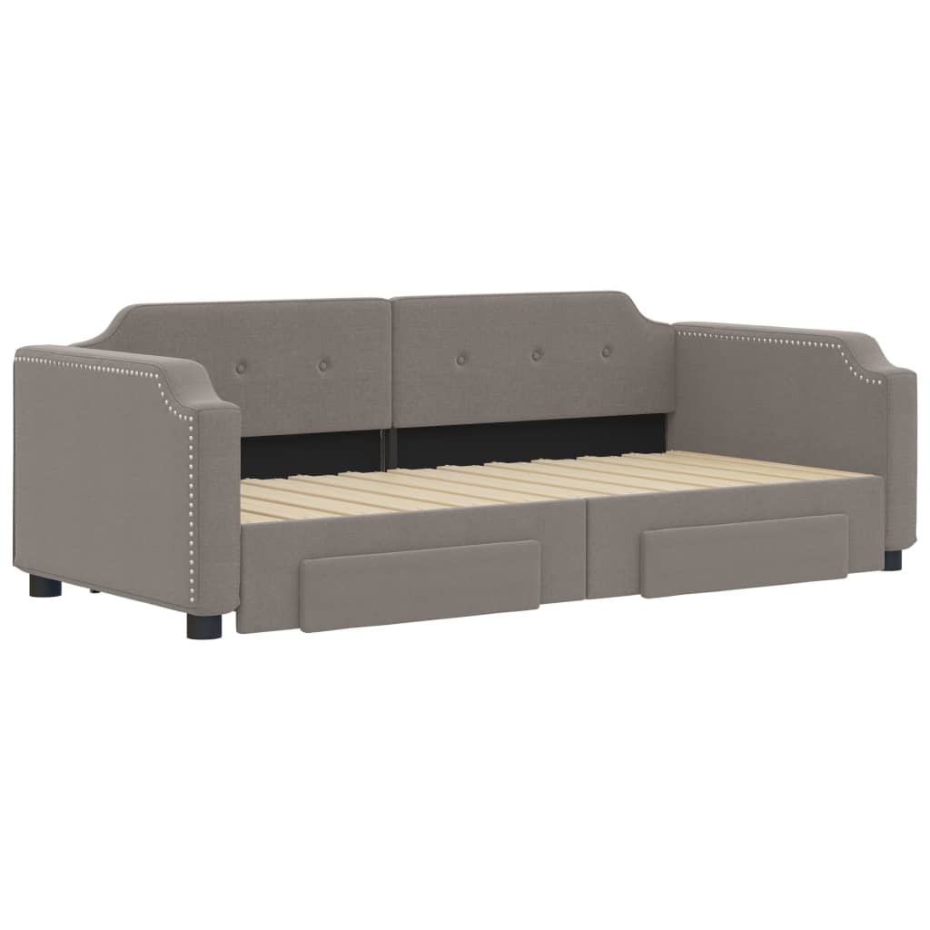 Lit de jour avec gigogne et tiroirs sans matelas taupe 80x200cm - XIOS