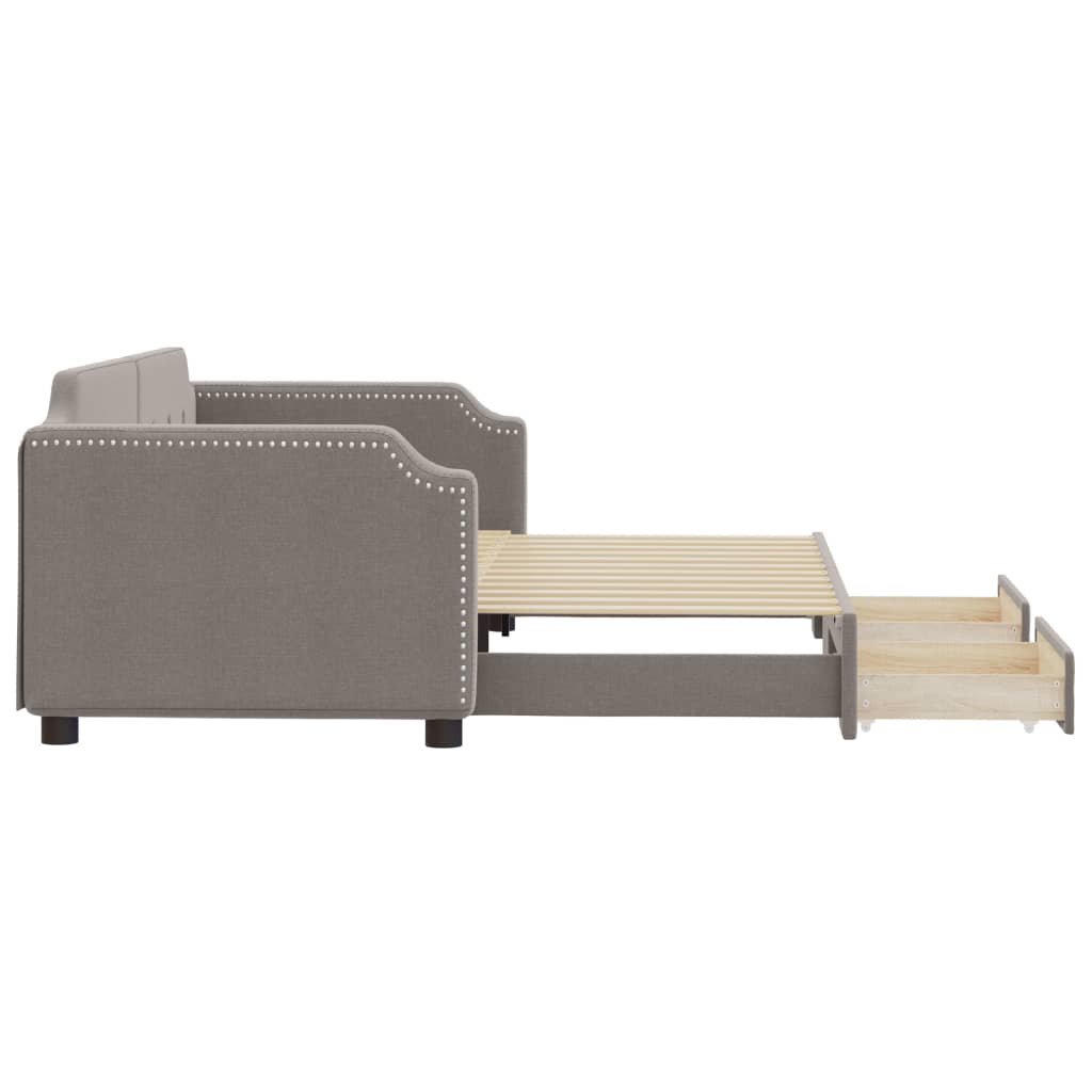 Lit de jour avec gigogne et tiroirs sans matelas taupe 90x200cm - XIOS