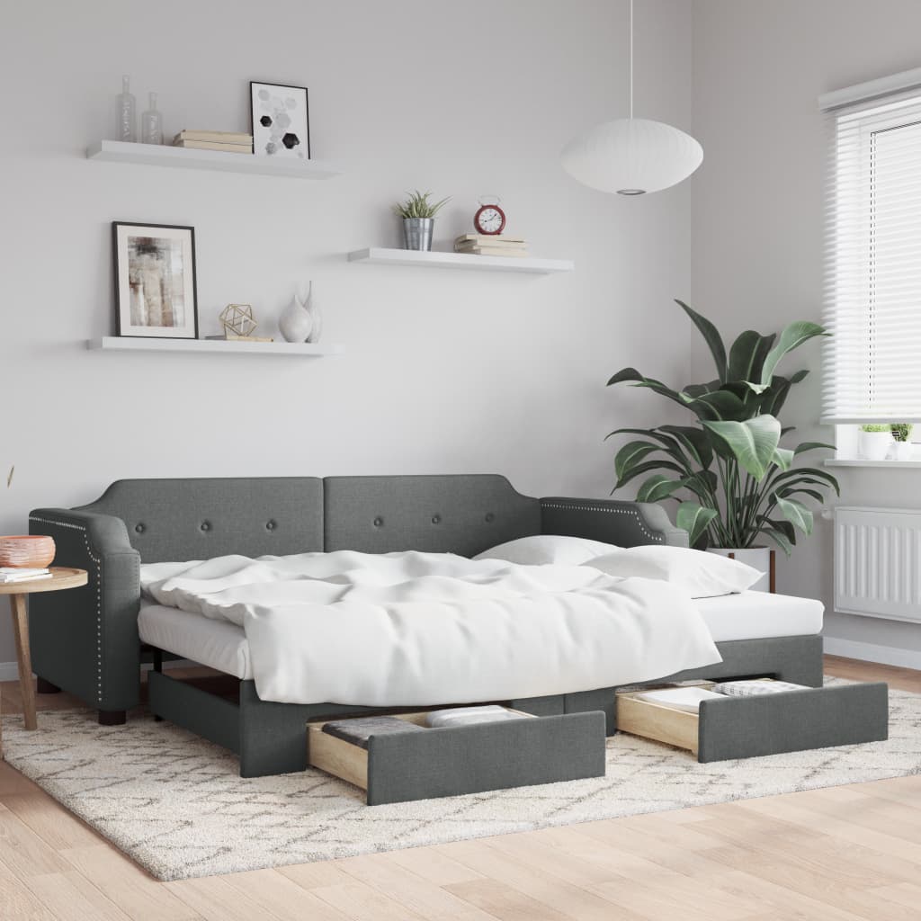 Lit de jour avec gigogne et tiroirs sans matelas 100x200 cm - XIOS