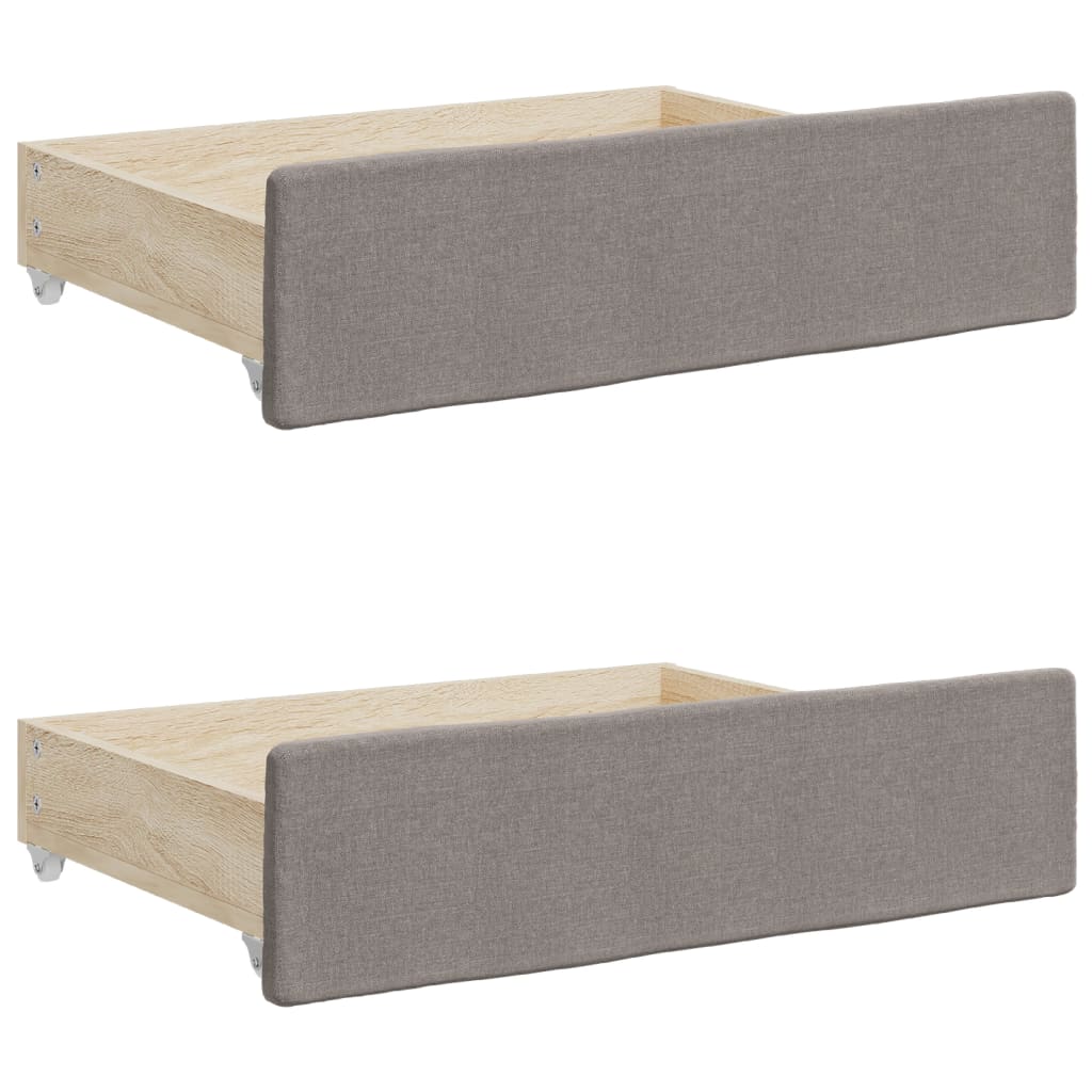 Lit de jour avec gigogne et tiroirs taupe 100x200 cm tissu - XIOS