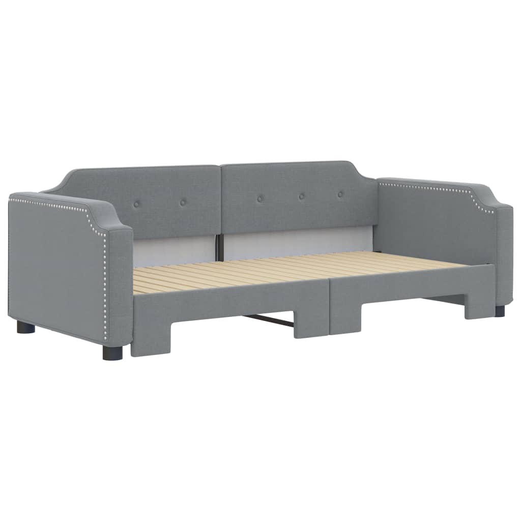 Lit de jour avec lit gigogne gris clair 100x190 cm tissu - XIOS