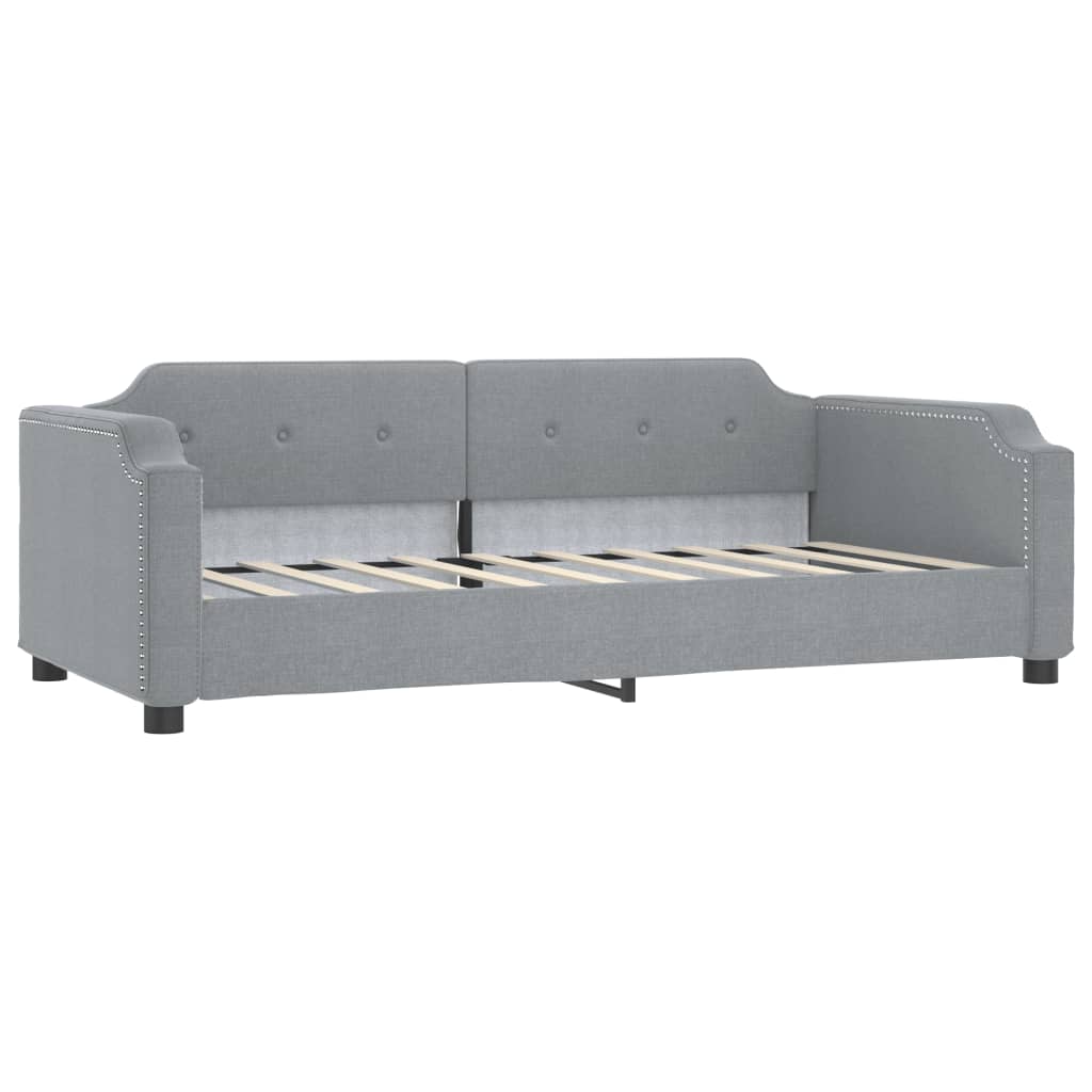 Lit de jour avec lit gigogne gris clair 100x190 cm tissu - XIOS