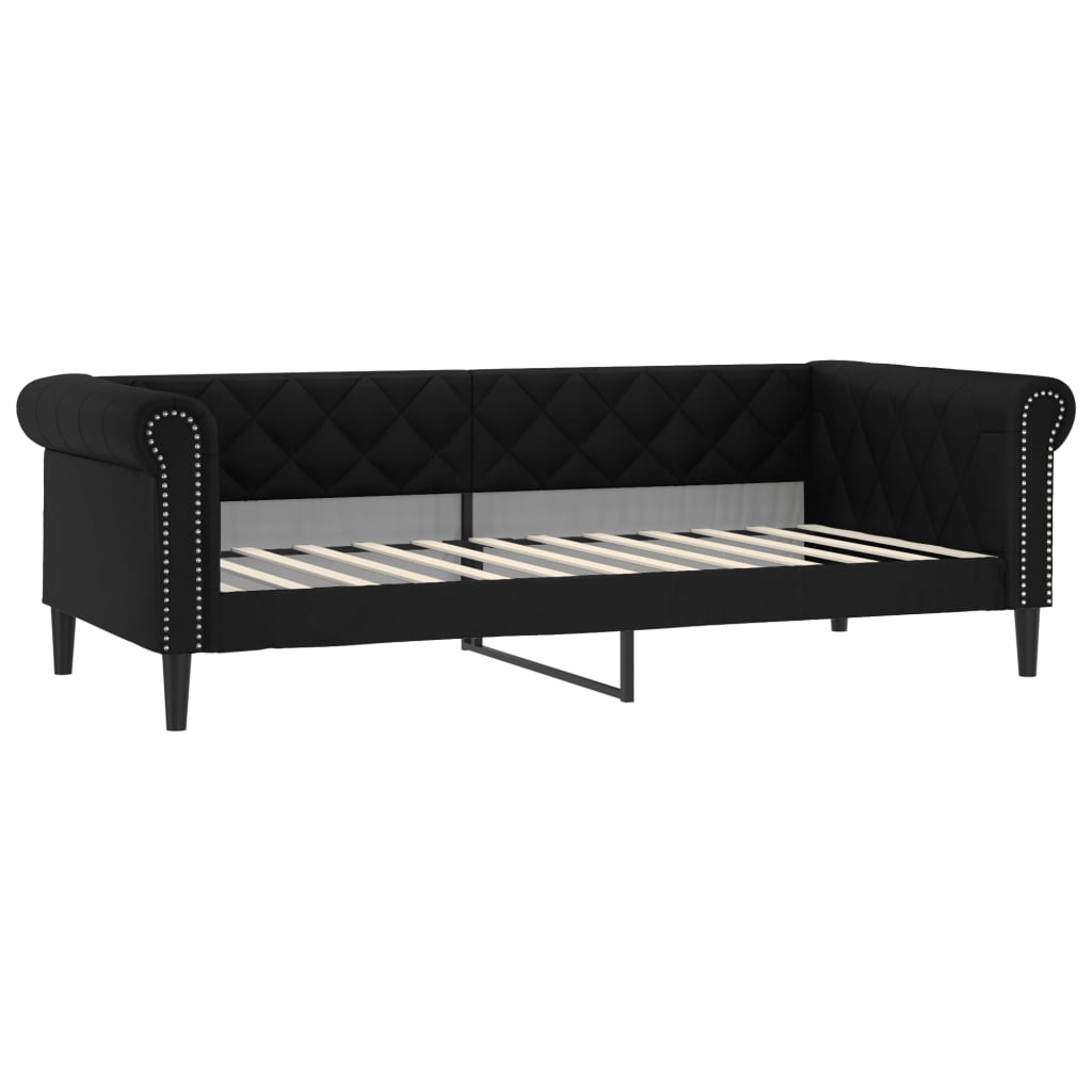 Lit de jour avec matelas noir 90x200 cm similicuir - XIOS