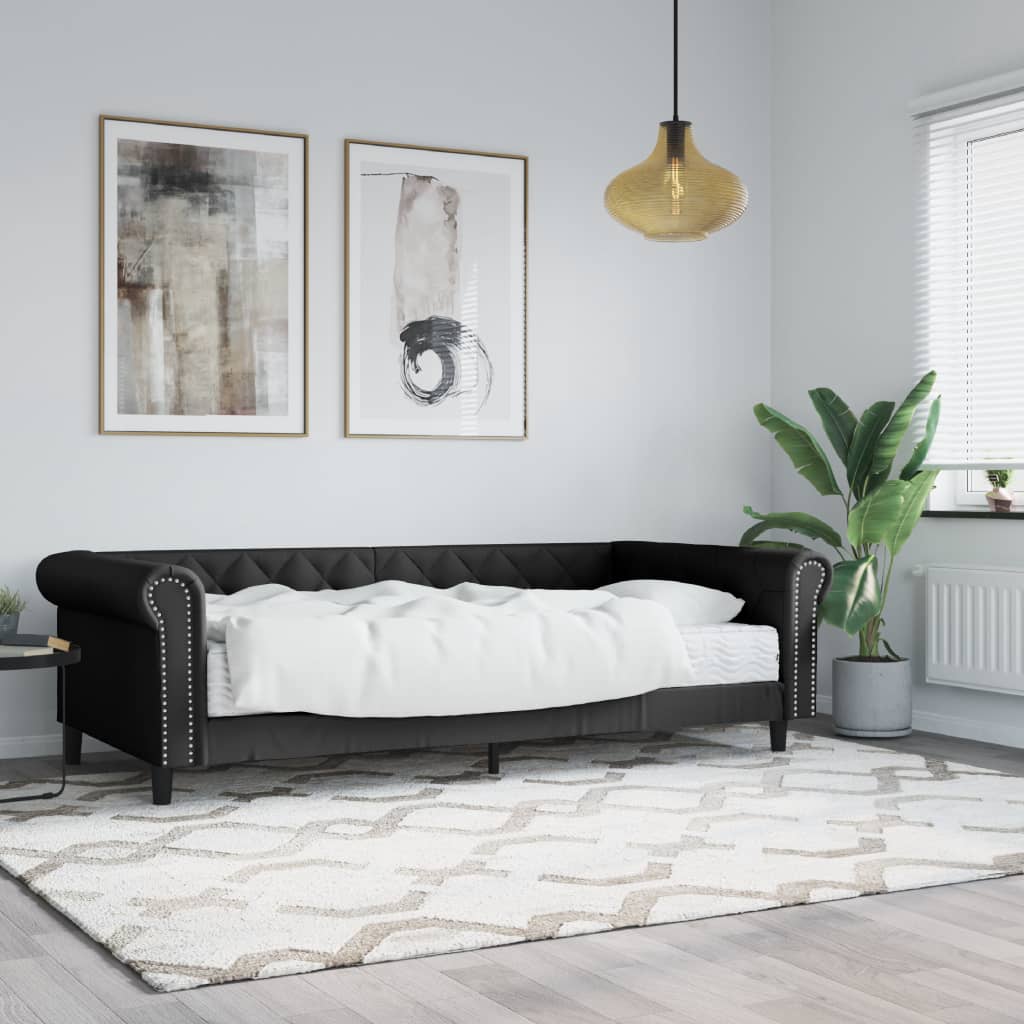 Lit de jour avec matelas noir 90x200 cm similicuir - XIOS