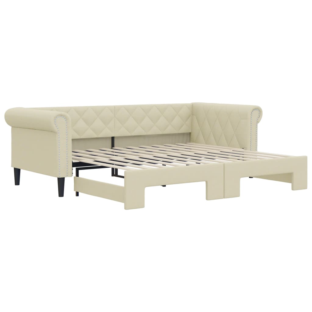 Lit de jour avec gigogne sans matelas crème 90x200 cm - XIOS