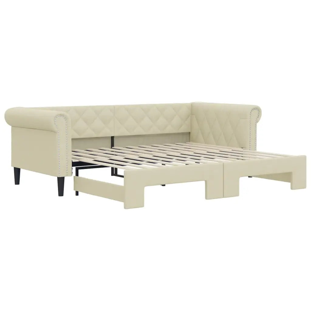 Lit de jour avec gigogne sans matelas crème 90x200 cm - XIOS