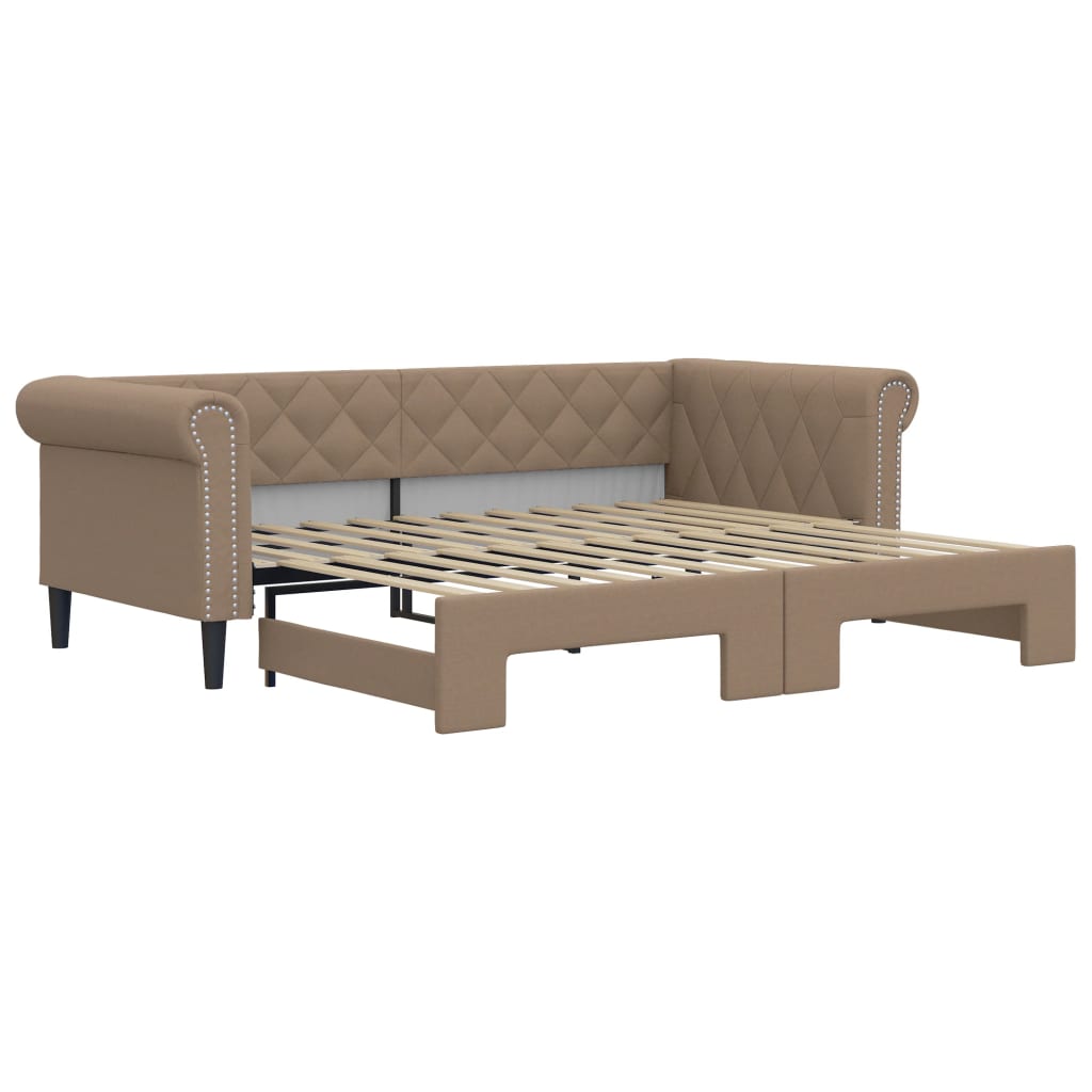 Lit de jour avec lit gigogne cappuccino 90x200 cm similicuir - XIOS