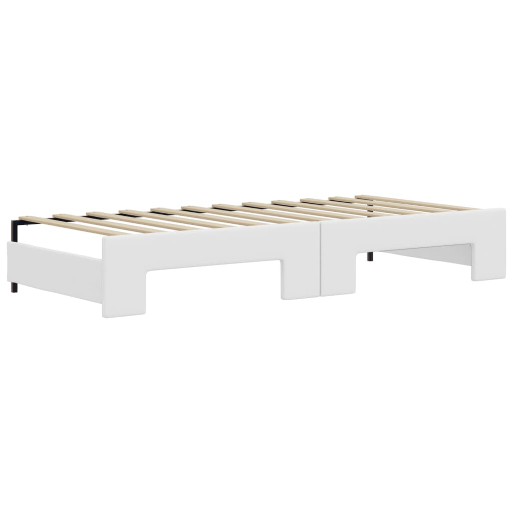 Lit de jour et lit gigogne et matelas blanc 90x200cm similicuir