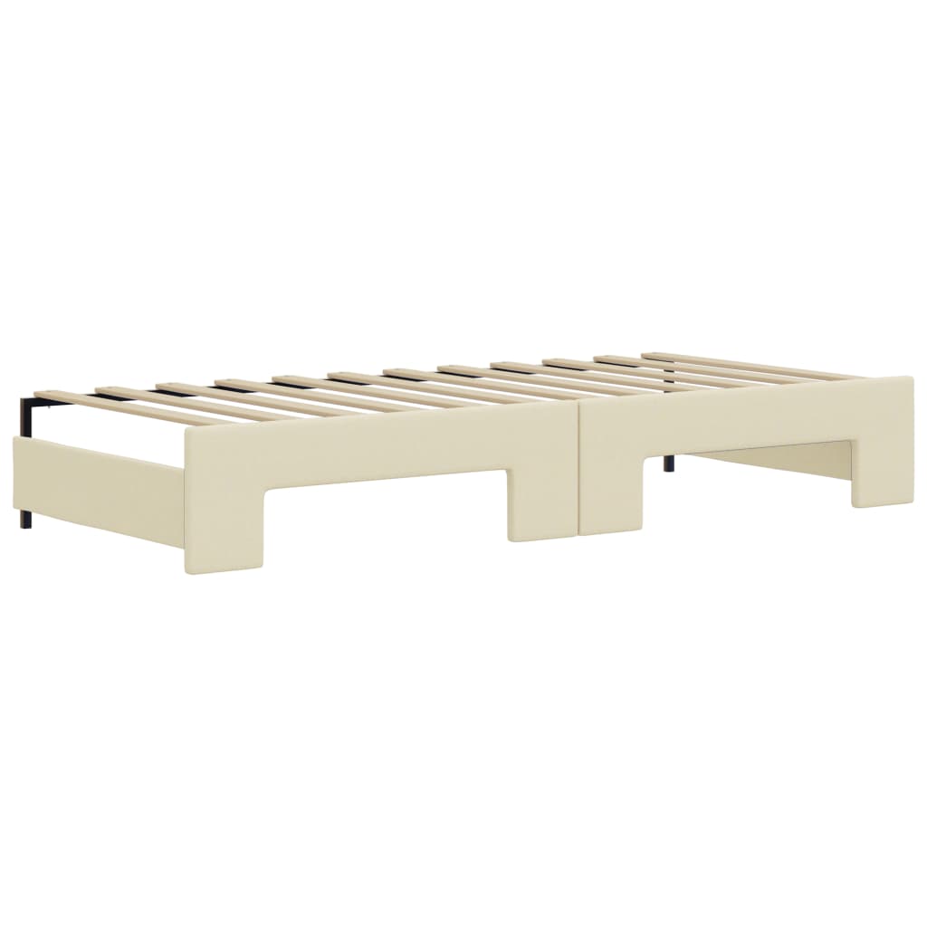 Lit de jour avec gigogne et matelas crème 90x200 cm similicuir - XIOS