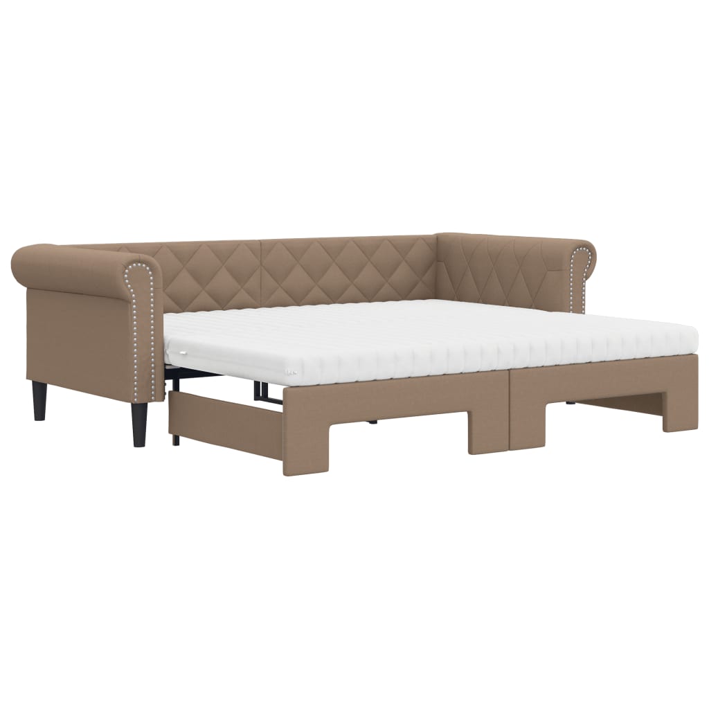 Lit de jour avec lit gigogne et matelas cappuccino 90x200 cm Lits & cadres de lit vidaXL