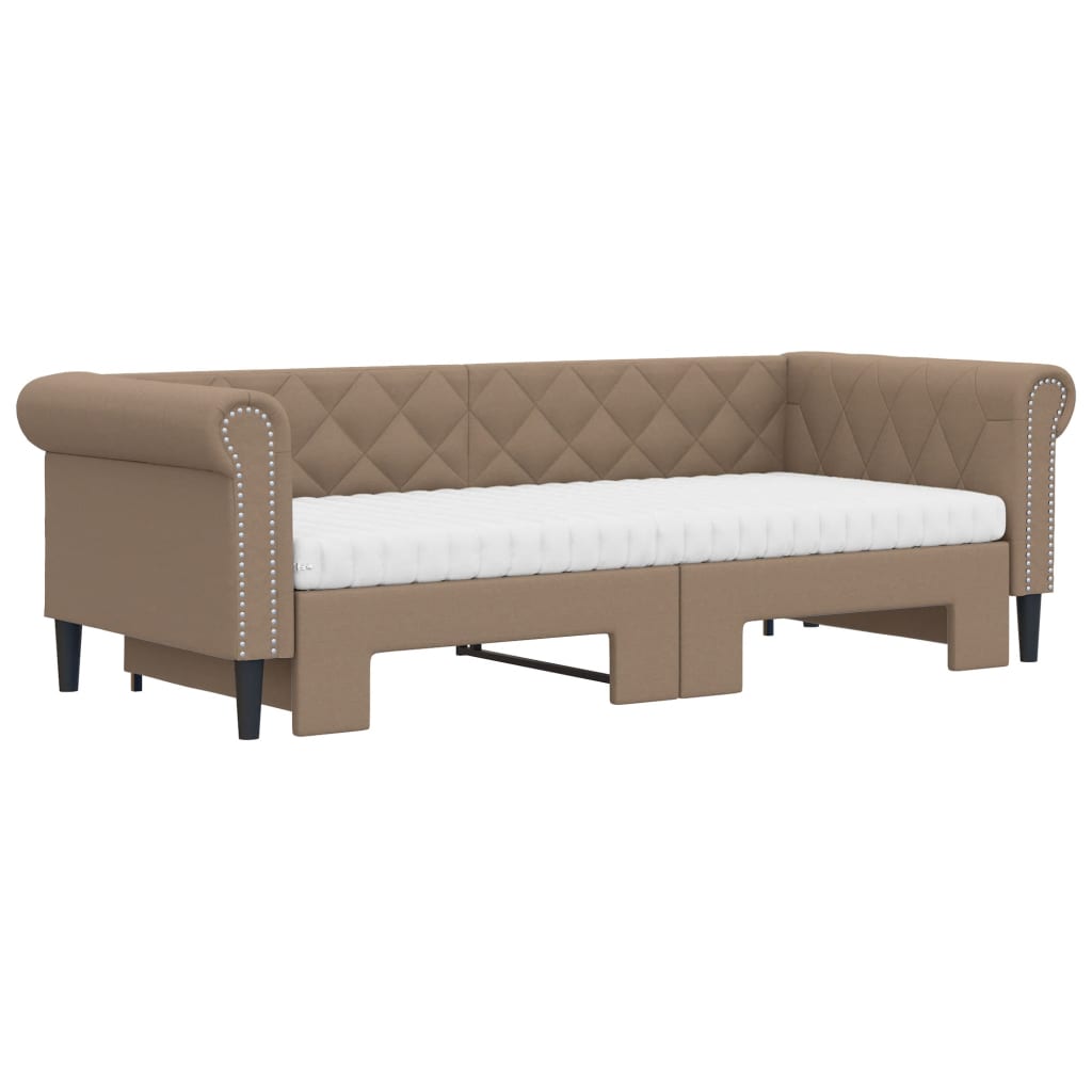 Lit de jour avec lit gigogne et matelas cappuccino 90x200 cm - XIOS