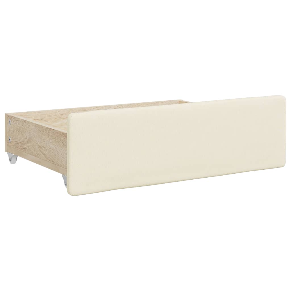 Lit de jour avec gigogne et tiroirs crème 90x200 cm similicuir - XIOS