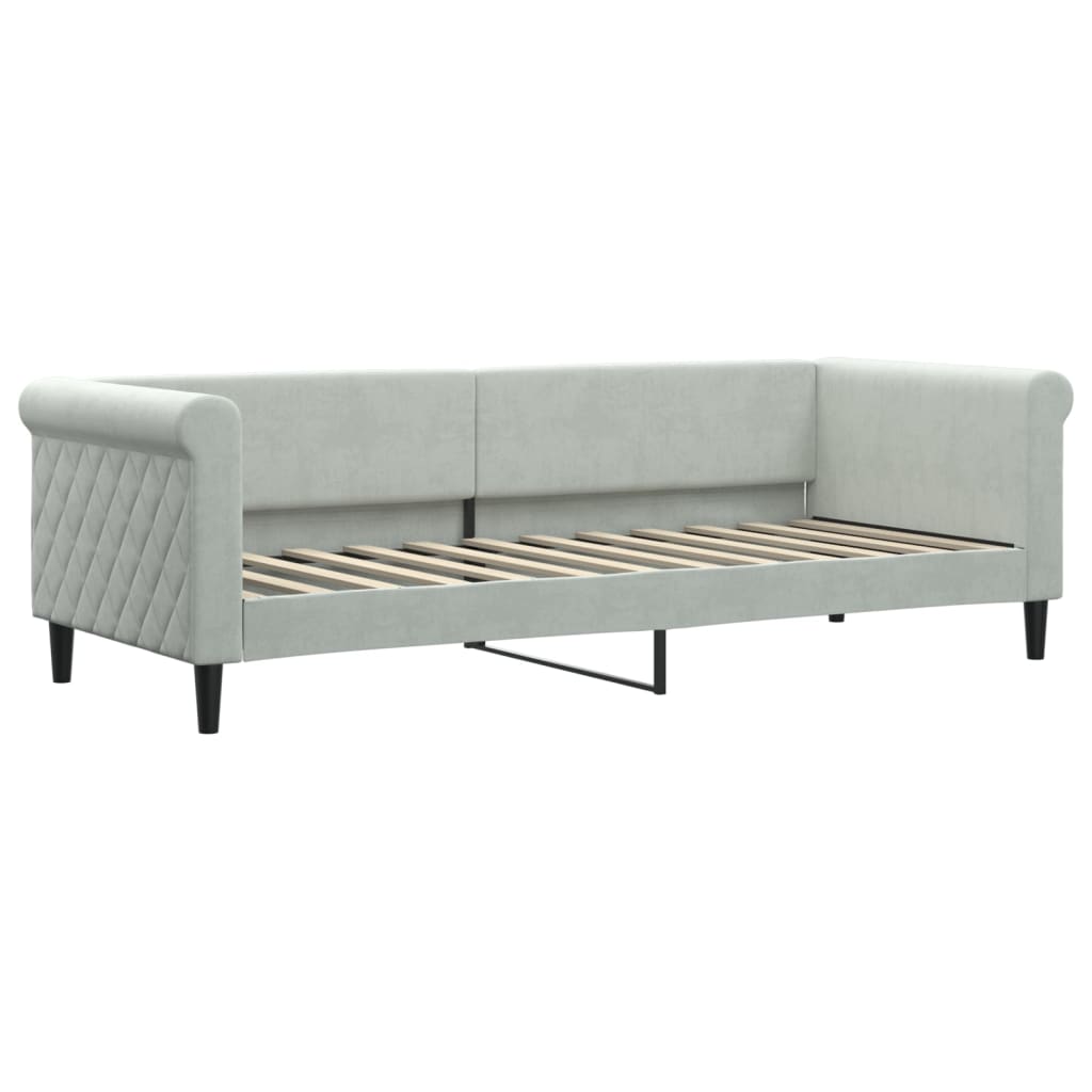 Lit de jour avec matelas gris clair 80x200 cm velours - XIOS