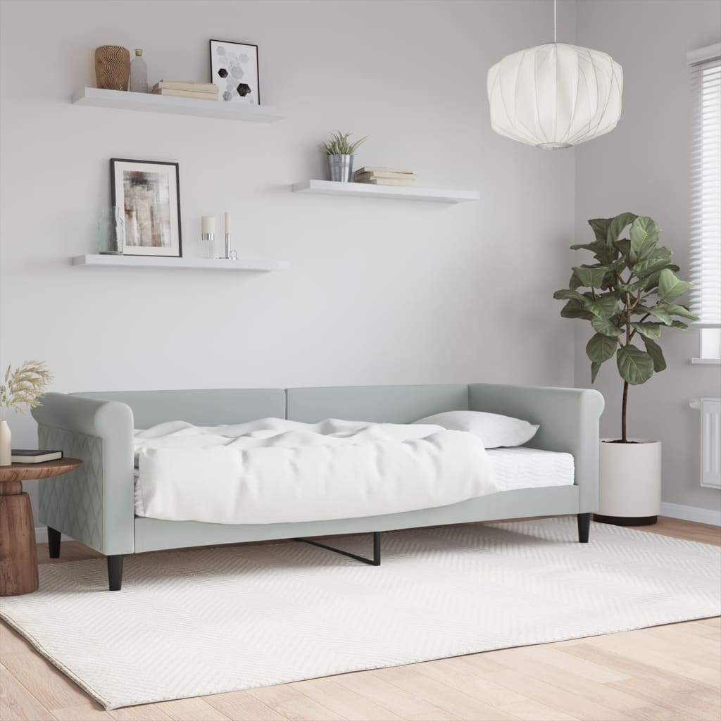Lit de jour avec matelas gris clair 80x200 cm velours - XIOS
