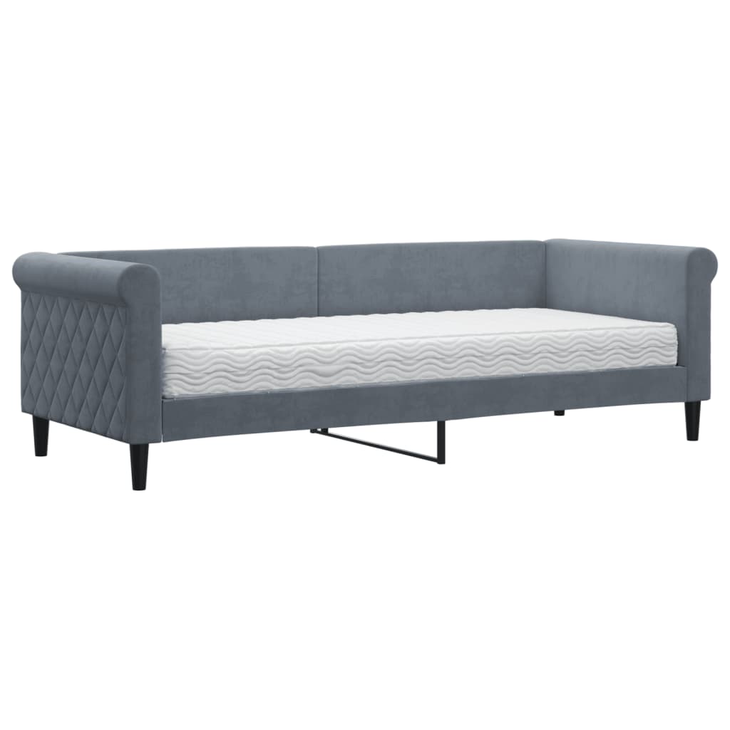 Lit de jour avec matelas gris foncé 80x200 cm velours - XIOS